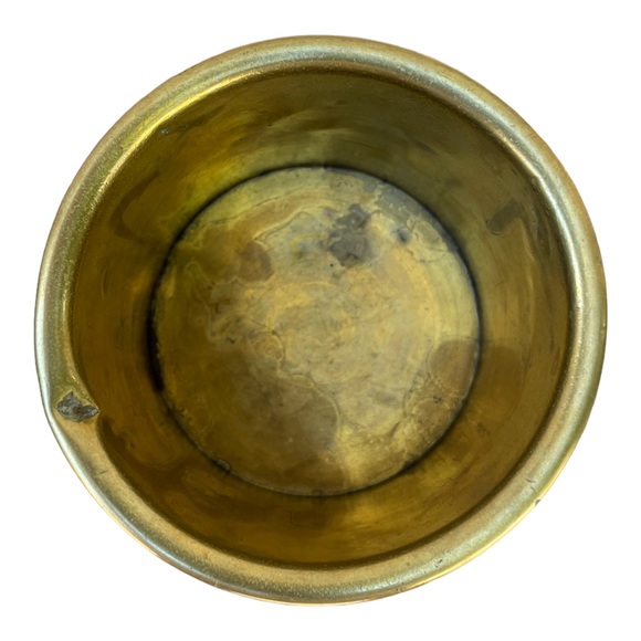 Antique Brass Handcrafted Cylindrical Vessel/Pot 3"x 3" - Picture 3 of 6
